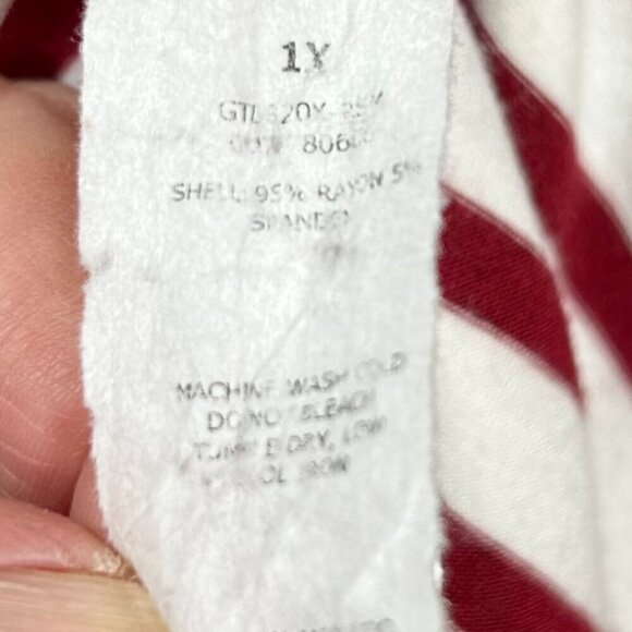 Green Envelope Red White Stripe Short Sleeve V-Neck Top Size 1X - Picture 8 of 8